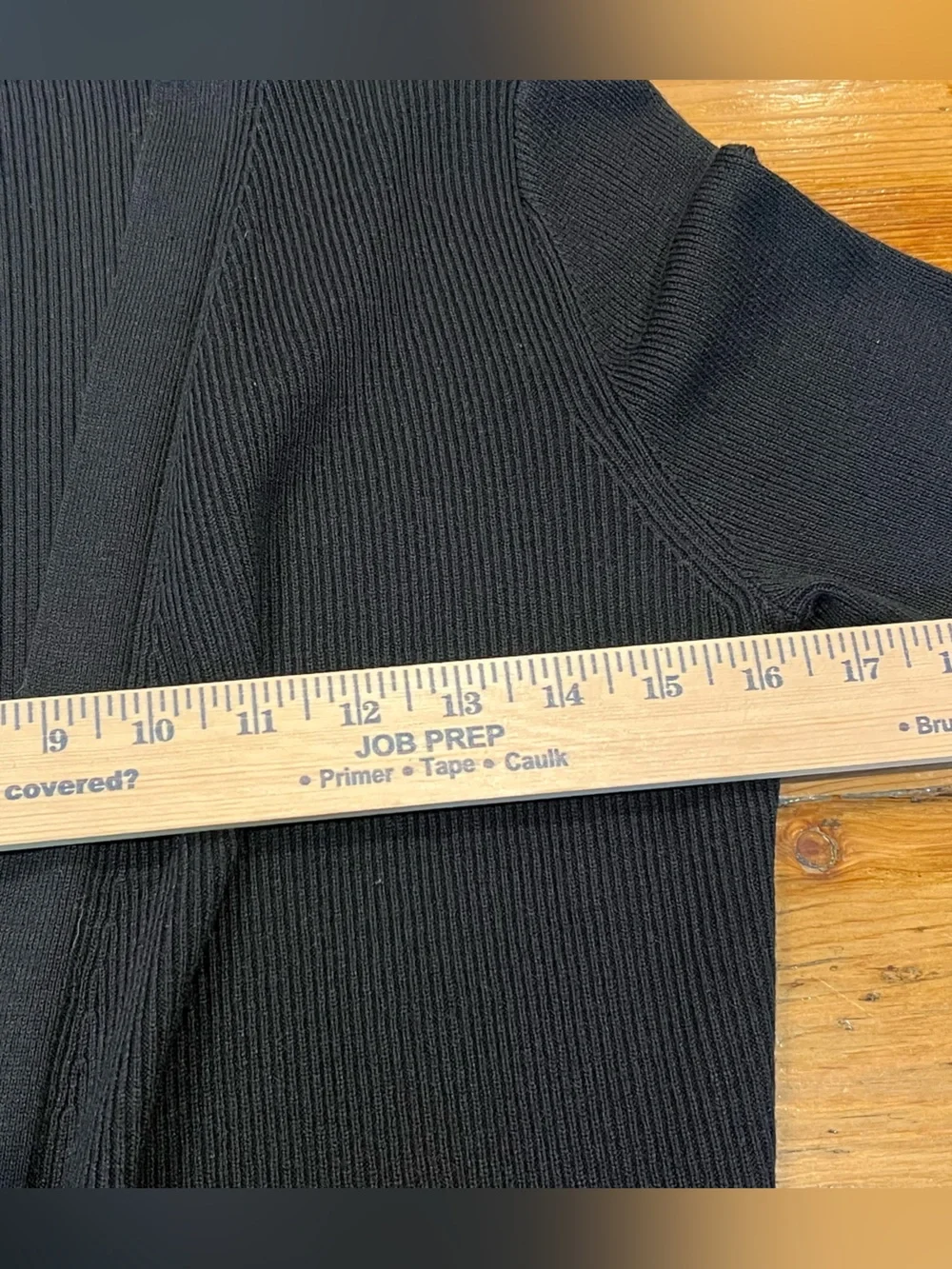 WHBM Black Ribbed Duster Cardigan Subtle Gold Sleeve Buttons, Wool Blend - Picture 5 of 8
